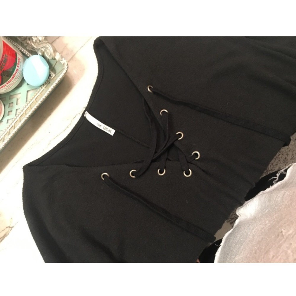 Black comfy tie up pullover